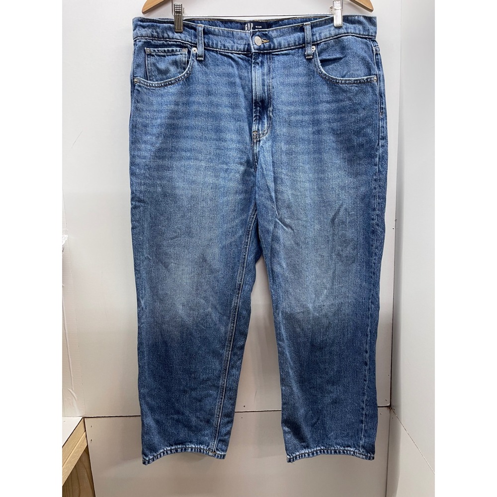 Gap Denim Relaxed Straight Crop Jeans Blue Medium Wash 16/33R 069100